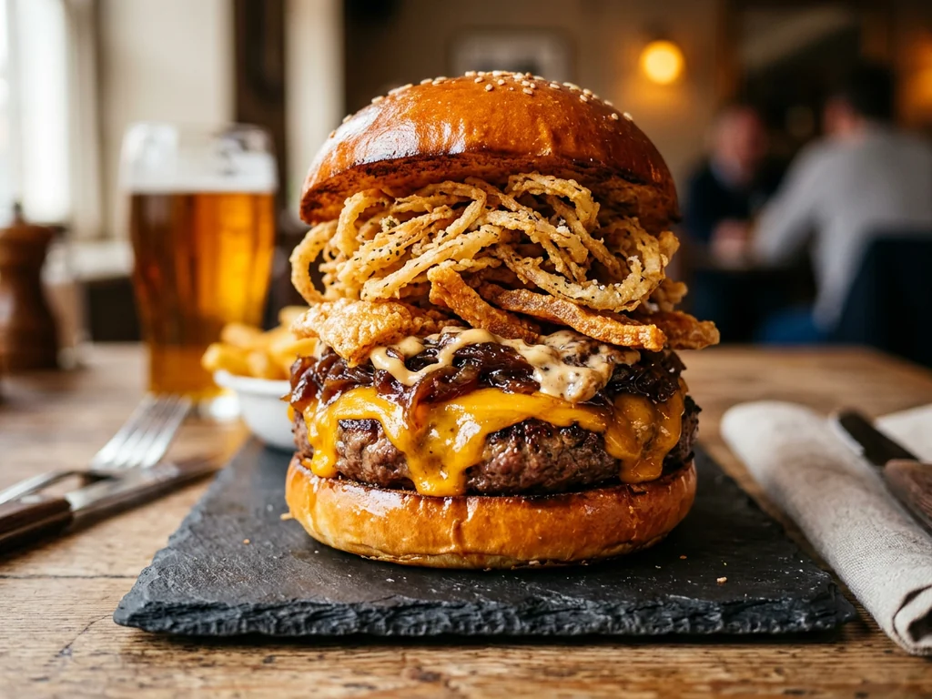 Hamburguesa la Classic: 140 g de vaca rubia gallega, cheddar y bacon crujiente